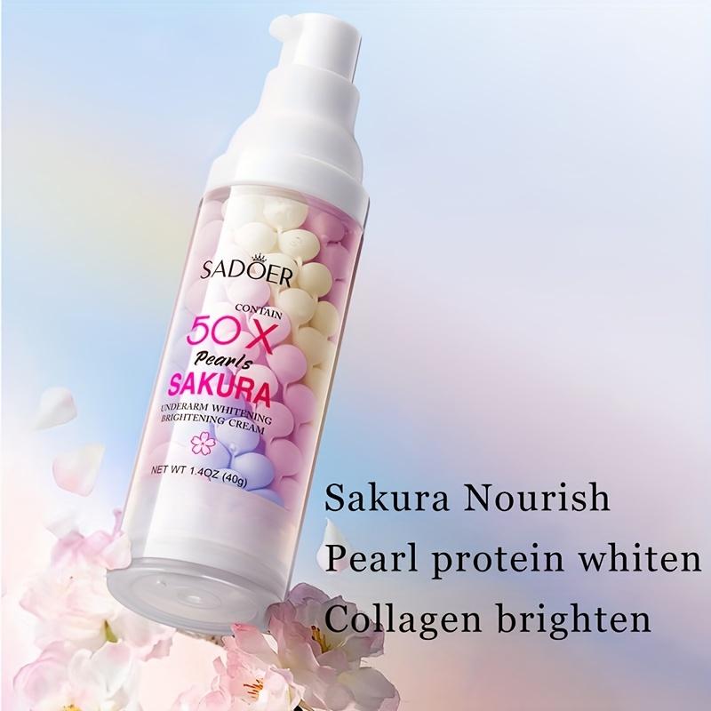 Крем для отбеливания подмышек Sakura Collagen, Осветляющий, Увлажняющий, Гладкий и Нежный Светло-бежевый, Улучшает Сухость и Темно-желтый цвет подмышек Светло-бежевый