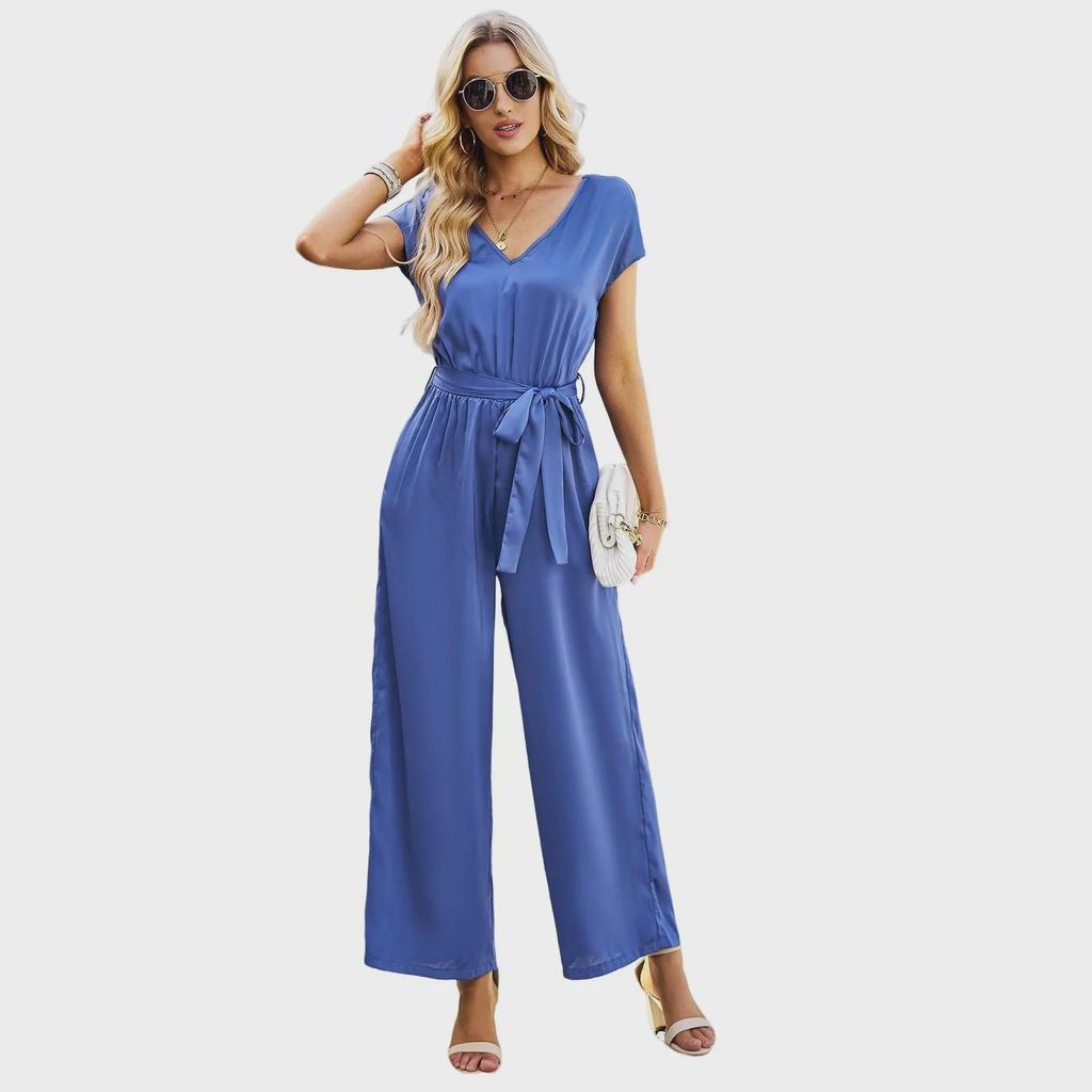 Женский однотонный комбинезон Diyun в европейском и американском стиле - лето 2023 г., свободные широкие брюки