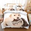 Комплект пододеяльников для кошки и собаки 3D-печать Милая тема животных Пододеяльник Размер Кинг Куин для ребенка, мальчика, девочки Полиэстеровый комплект постельного белья