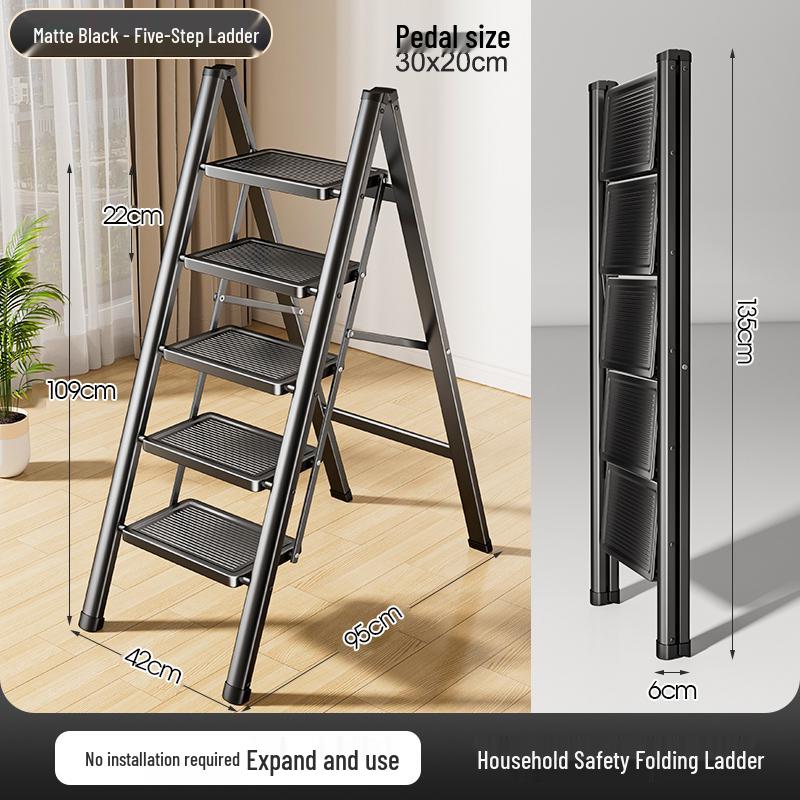 Foldable Indoor 3-Step Ladder: Heavy-Duty, Portable Herringbone Design