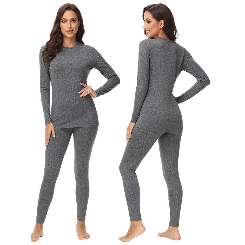 Осенне-зимнее термобелье с круглым вырезом и леггинсами для женщин