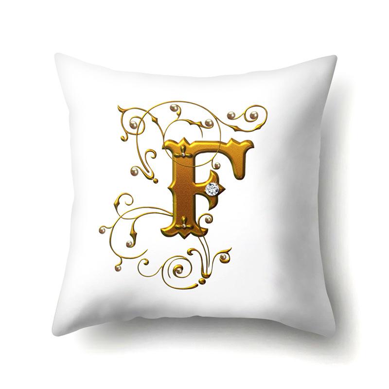 Полиэстеровая наволочка Автомобильное украшение Дом 26 английских букв Принт Автомобильная поясничная подушка Наволочка