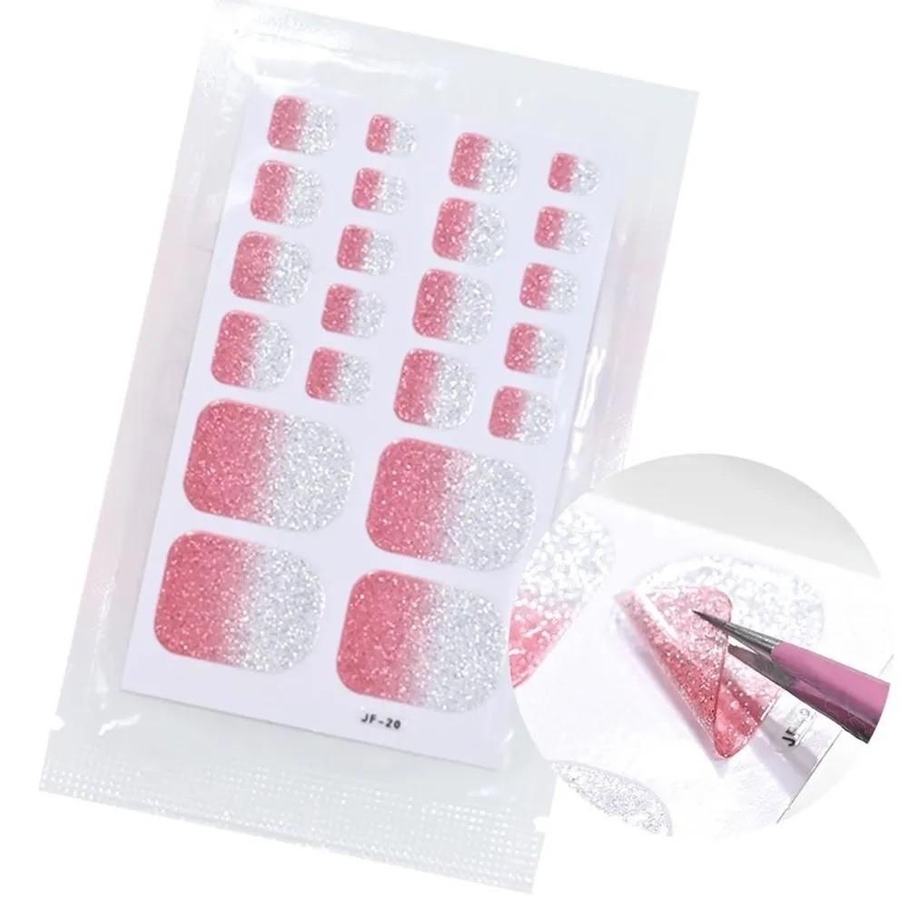 22tips/Sheet Solid Color Shimmer Finish Full Cover Nail Wraps Home DIY Nail Makeover