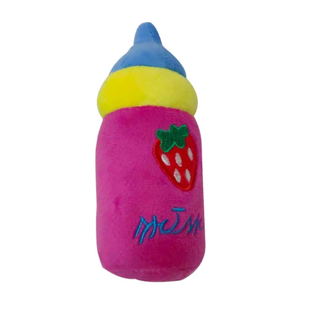 Soft Plush Dog Toy Bottle Shaped Puppy Teething Toy Dog Chew Toy Indoor Pet Interaction