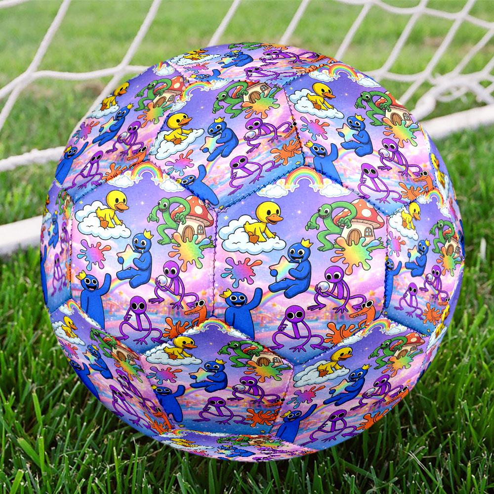 Game Rainbow Friends Print Size 5 Soccer Ball, Standard Match Football for Sports Game and Team Practice, Ideal Gift for Soccer Fans