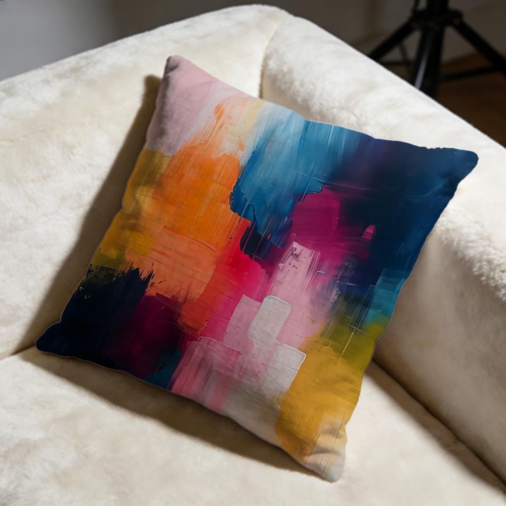 Color Paint Cushion Cover Soft Decorative Pillow Case Suitable for Bedroom Sofa Car Travel Use