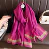 Long Silk Wool Scarf Shawls and Wraps for Women Solid Foulard Pashmina Poncho Female Summer Sunscreen Scarves Hijab Bandana New