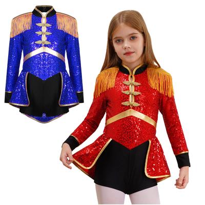 Дети Девочки Цирковой Магистратиг Барабанщик Косплей Костюм Боди Блестки Панк Готическая Куртка Тематическая Вечеринка Карнавал Хэллоуин
