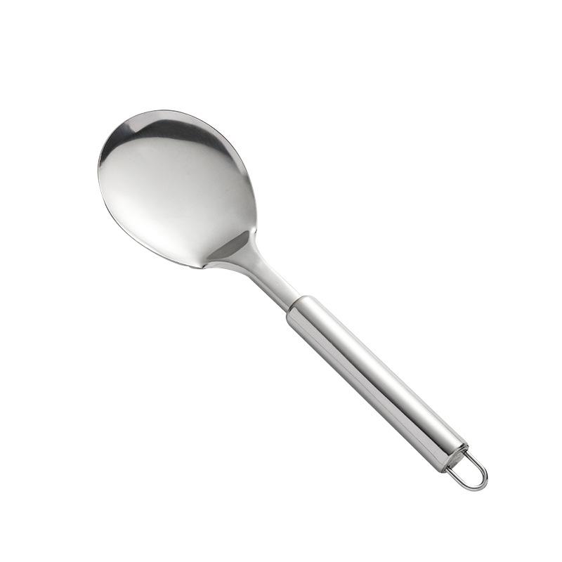 Набор кухонных принадлежностей из утолщенной нержавеющей стали: Лопатка, совок для готовки, дуршлаг и ложка для супа