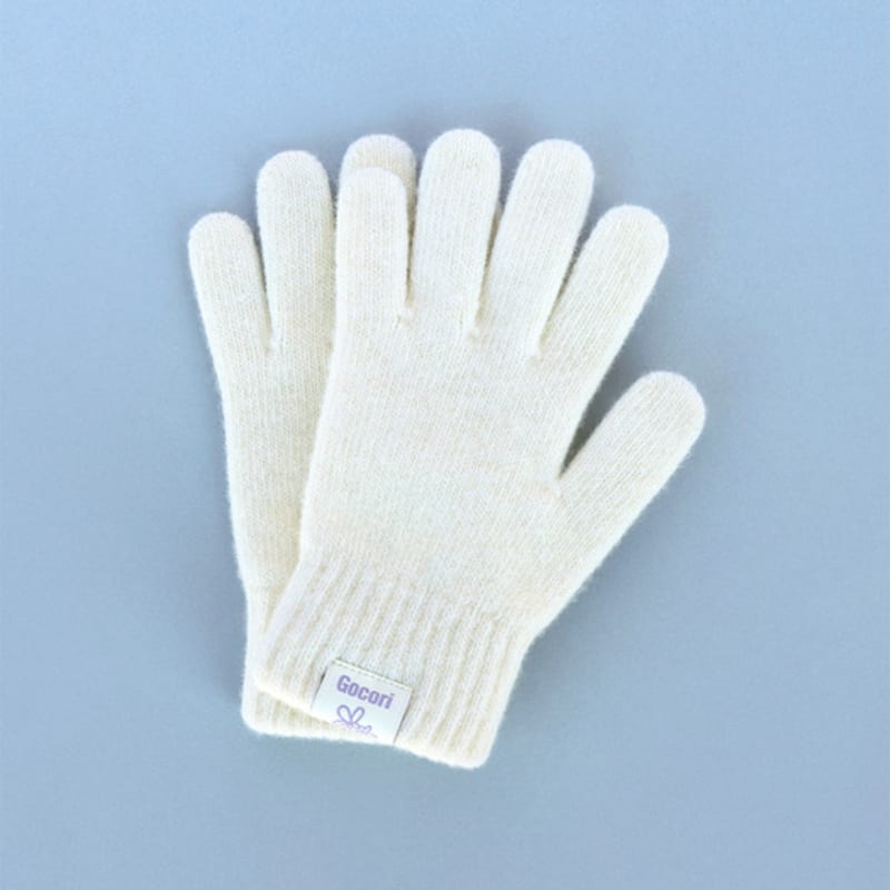 GOCORI SHORT KNIT GLOVES - IVORY Knit Gloves Wool Gloves