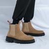 Модные мужские ботильоны черно-коричневые на толстой подошве, противоскользящие, для тренировок, деловые ботинки челси, социальные ботинки, размер 38-46