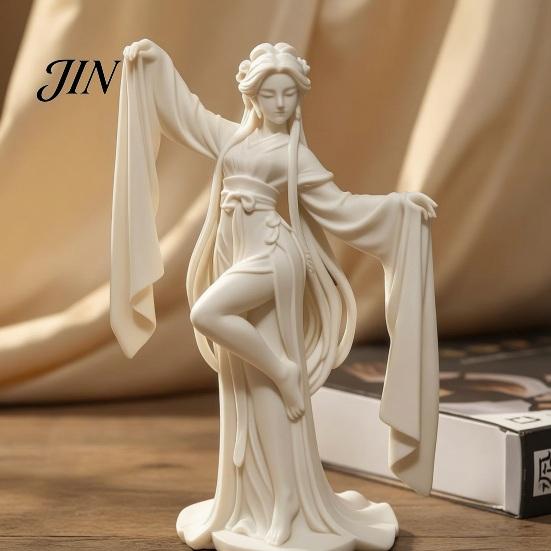 Изящная Танцовщица с Рукавами-Волнами, 3D-Печать, Древнекитайское Украшение, Элегантная Плавная Фигурка, Традиционный Домашний Декор, Восточная Эстетика, Настольное Украшение для Чайной Комнаты
