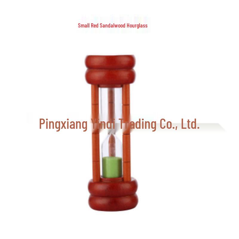 Children's Creative Red Wooden Hourglass Timer with Sand Glass Ornament