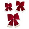 Christmas Bow Decoration Velvet Red Bow Knot Hanging Ornaments Xmas Tree Pendant
