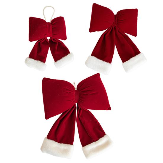 Рождественский бант, украшение, бархатный красный бант, подвесные украшения, рождественская елка, подвеска для праздничного домашнего декора
