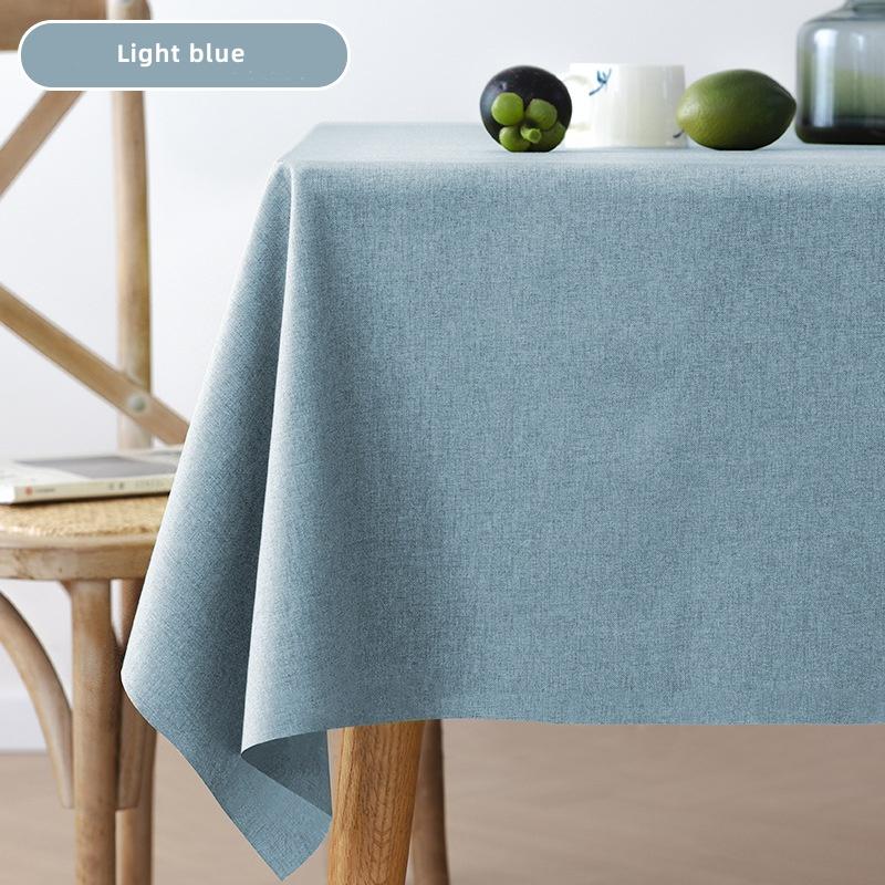 Waterproof Oil Proof Cotton Linen Tablecloth Solid Rectangular Dining Table Cover Home Decor