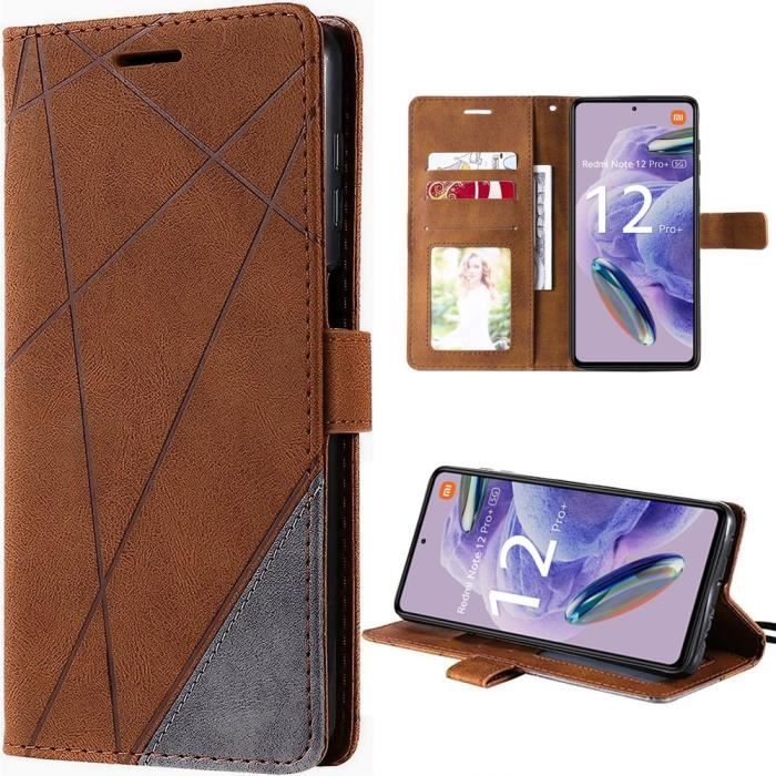 Coque pour Redmi Note 12 Pro+-12 Pro Plus - Effet Cuir Anti Rayure Antichoc - Marron