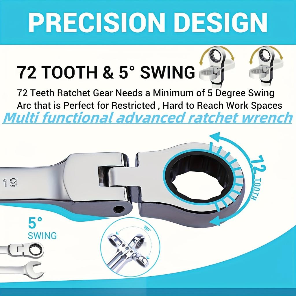 Многофункциональная трещотка 9 мм, двусторонний крутящий момент, промышленный класс, 72 зубца, подходит для различного оборудования, инструменты для дома, автомобили