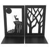 2pcs Metal Bookend Desktop Bookshelf Storage Book Documents Divider Craft Supplies(Tree Deer )