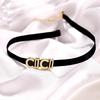 Korean-Style Elastic Black Choker Necklace with Letter Pendants