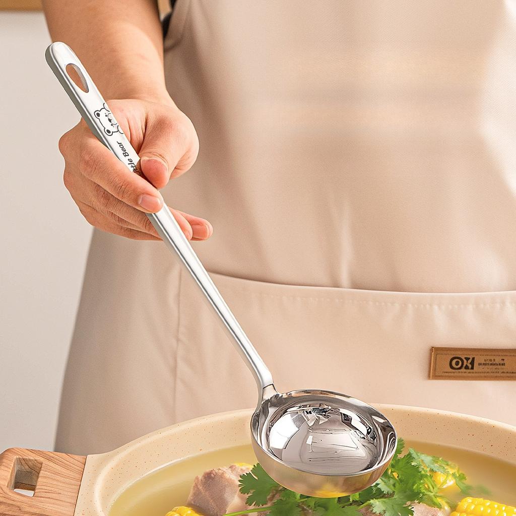 316 Food Grade Stainless Steel Long Handled Ladle, Large Capacity Hot Pot Serving Spoon Heat Resistant Easy Clean