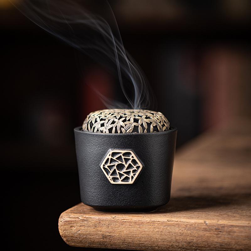 Incense burner home indoor retro ceramic aromatherapy stove incense base sandalwood incense burner agarwood plate incense burner