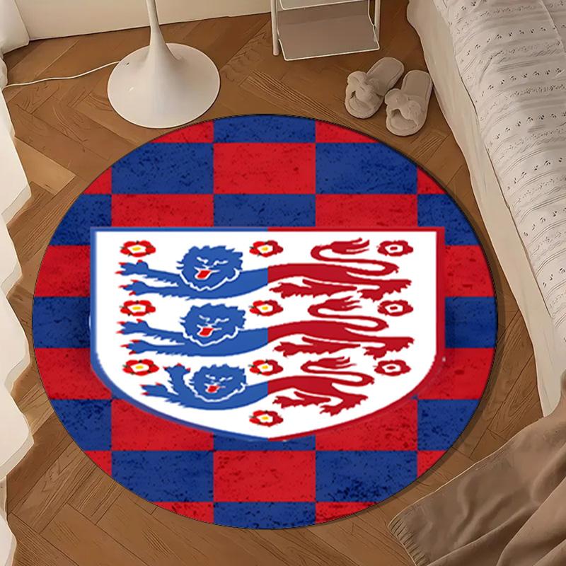 1PC EnglCoat Of Arms Round Rug for Livingroom,Bedroom, Palyroom, Chair Rug, Area rug, Circle Carpet, Large Size Fan Christmas gift