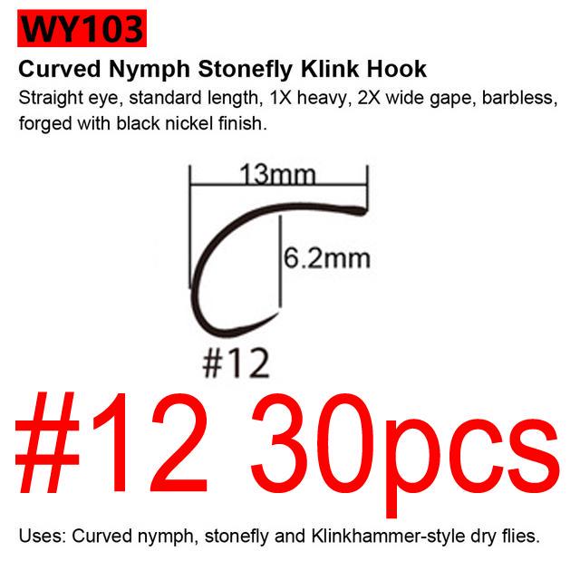 Черные никелевые крючки для завязывания мушек Bimoo, 30 шт./упак., крючки для завязывания мушек Nymph Stonefly Emerger Streamer Caddis, сухие крючки для мушки, крючки для ловли форели