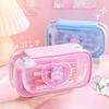 Pencil Case Large Capacity Pen Bag Cartoon Handle Transparent Pencil Box for Girls School Supplie Stationary