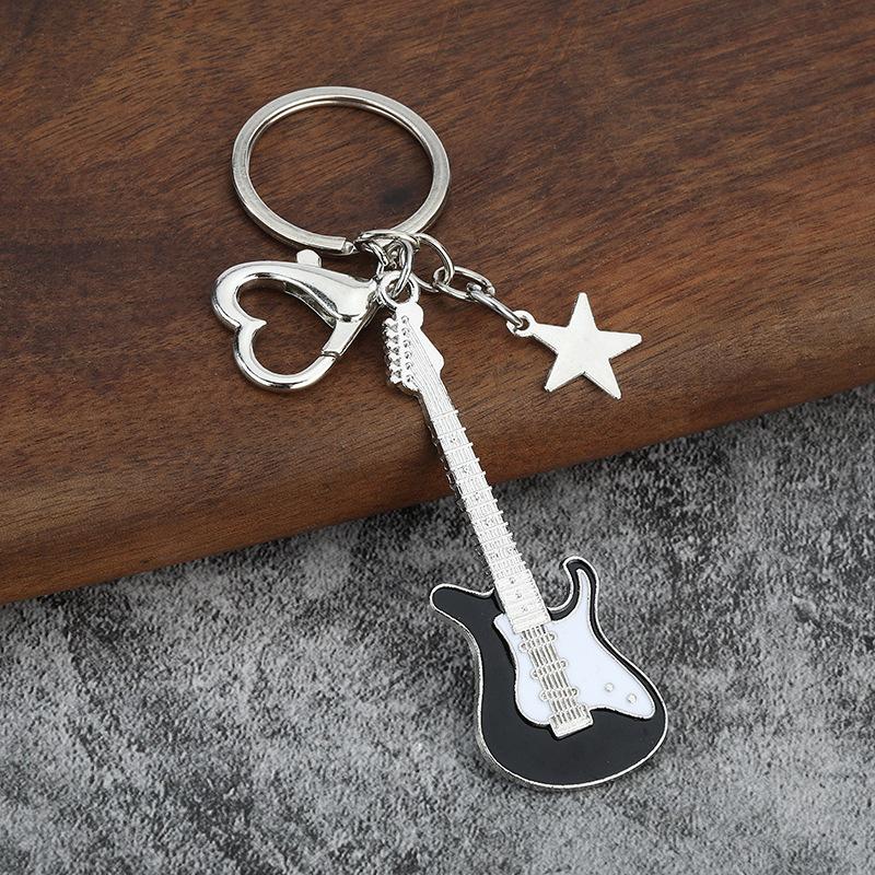 Creative Classic Mini Rock Electric Acoustic Guitar Shaped Keychain Pendant Backpack Decoration Accessories Gifts