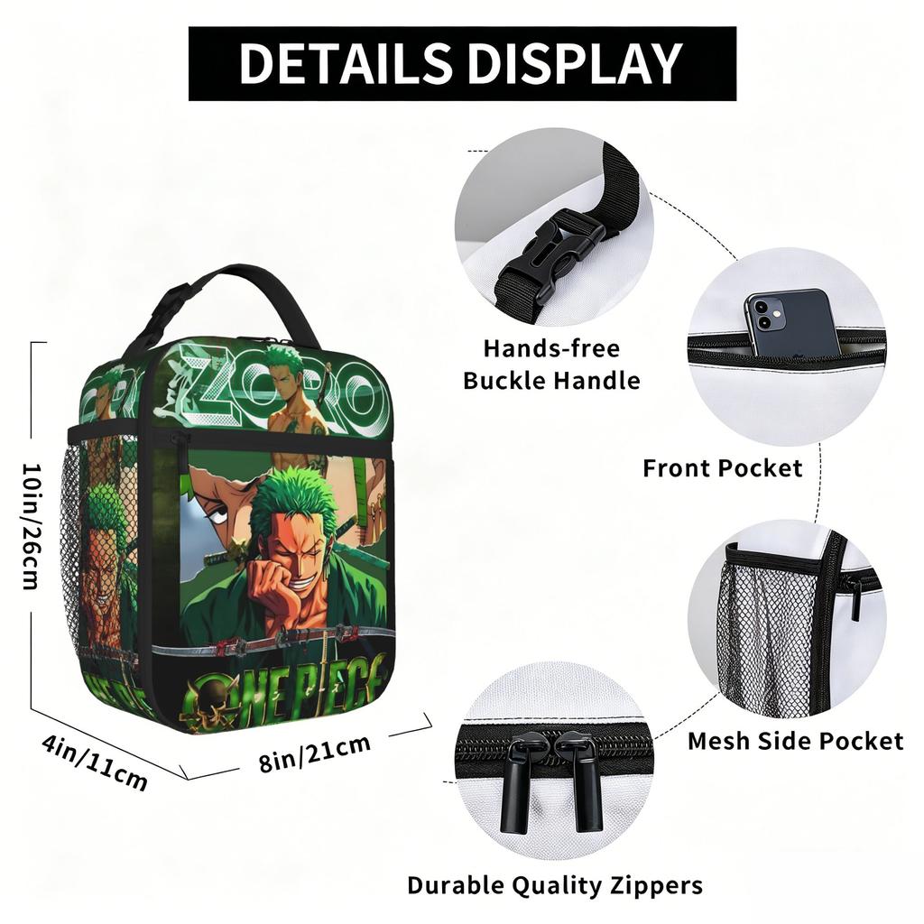 Аниме One Piece Зоро Термосумка для обеда Набор для еды Мешок для риса bolsa Студенческая Сумка-ланчбокс Изоляция