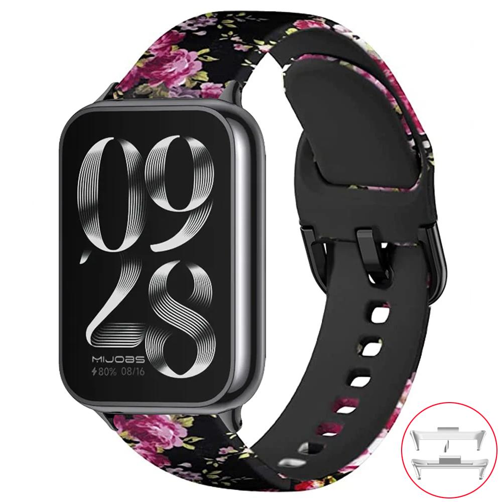 Печатный ремешок для Xiaomi Mi Band 8 9 Pro MiBand 8 Запасной силиконовый ремешок для умных часов Браслет correa Redmi watch 4 5 6 Ремешок