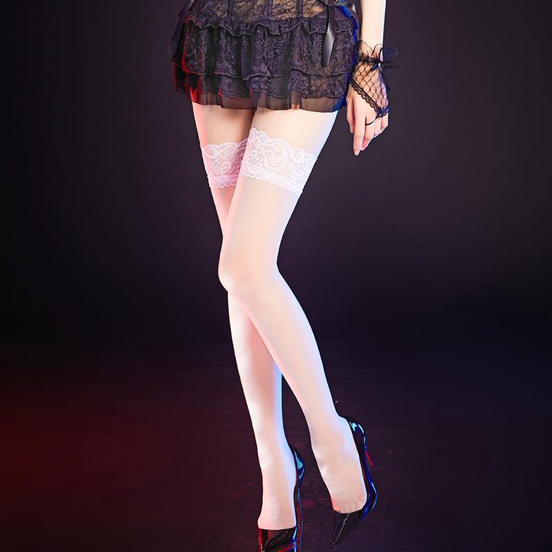 Silk Silicone Non-Slip Over-the-Knee Stockings with Lace - Ultra-Thin and Sexy for Women, Perfect for Autumn