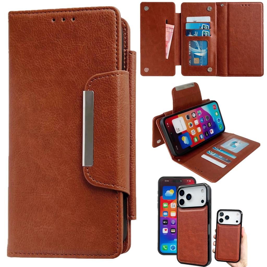 Для iPhone 17 Pro Max Чехол Съемный 2 в 1 Магнитная застежка Кожаный кошелек Чехол для телефона