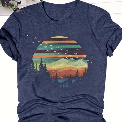Женская летняя футболка с принтом The Setting Sun, футболки с коротким рукавом, повседневные топы с принтом