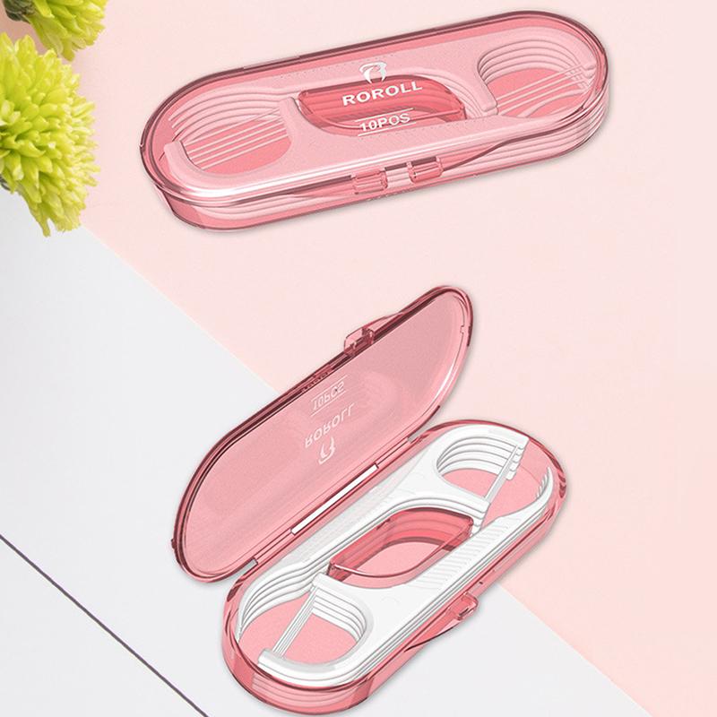 10 шт. Зубочистки с зубной нитью, портативная коробка, одноразовые зубочистки, межзубная щетка