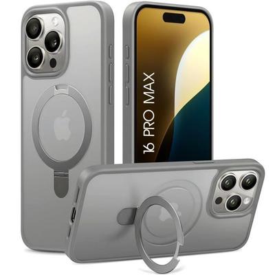 Защитный чехол - BOOLING - для iPhone 16 Pro Max - Ударопрочный - Вращающаяся подставка - Серый