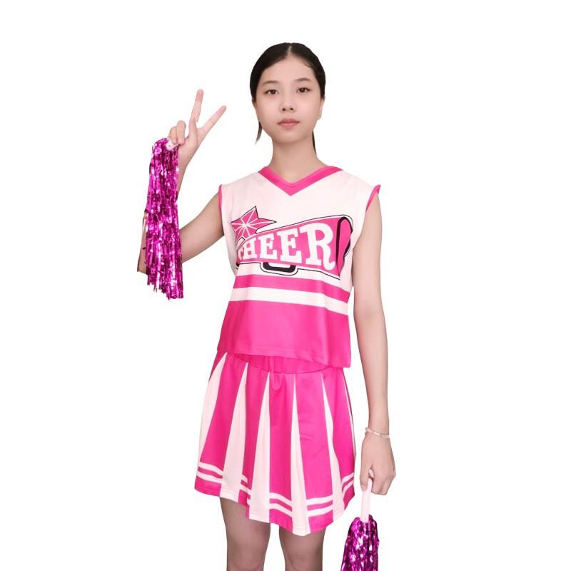 Kids Cheerleading Uniform Set Student Sports Meet Dance Performance Outfit Girls Stage Costume