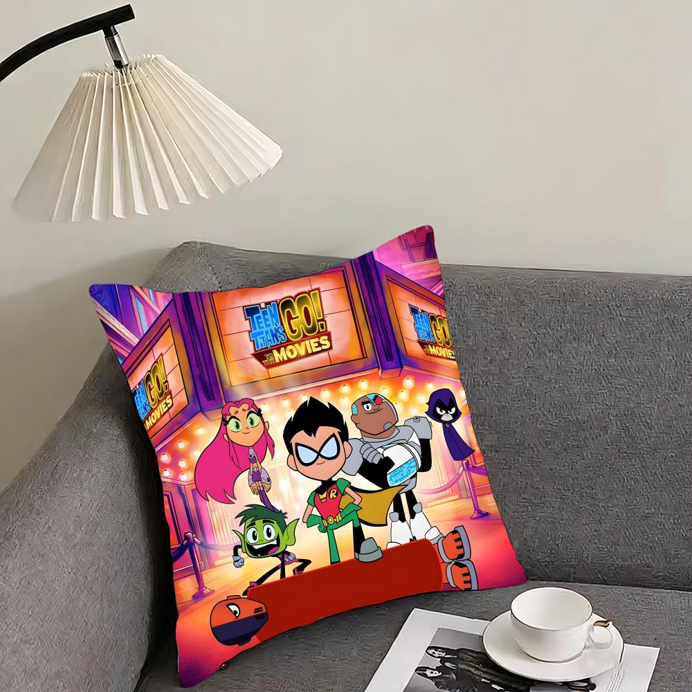 TTeen TitansS GGo Cartoon Cushion Cover Pillowcase Ultra Soft Skin Friendly Fabric Cloud Like Comfort Concealed Zipper