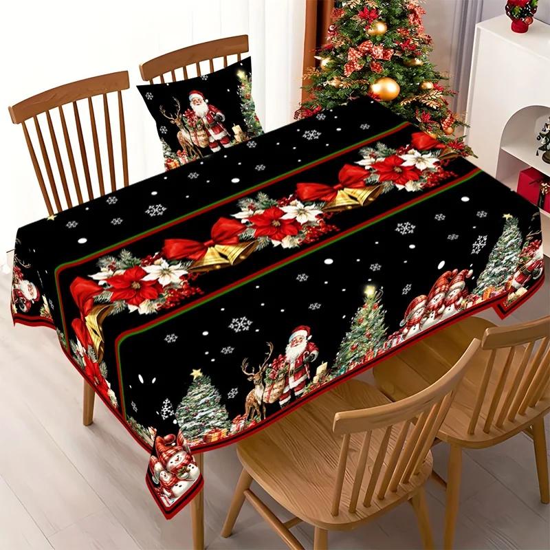 Xmas Table Decorations Christmas Tablecloth for Home Kitchen Dining, Winter Holiday Navidad New Year Festive Decor