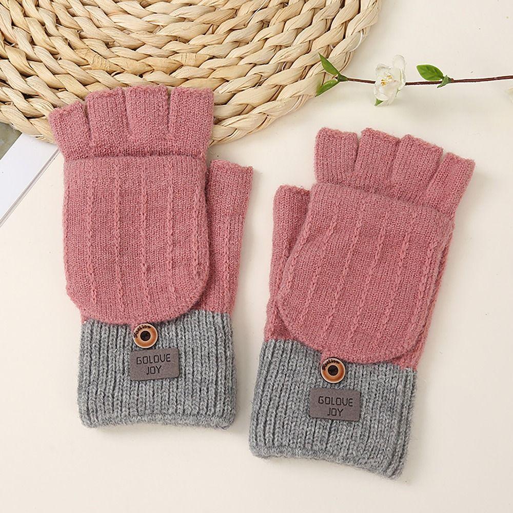 Зимние перчатки с сенсорным экраном, вязаные шерстяные перчатки-митенки, повседневные грелки для рук для женщин, зимние теплые