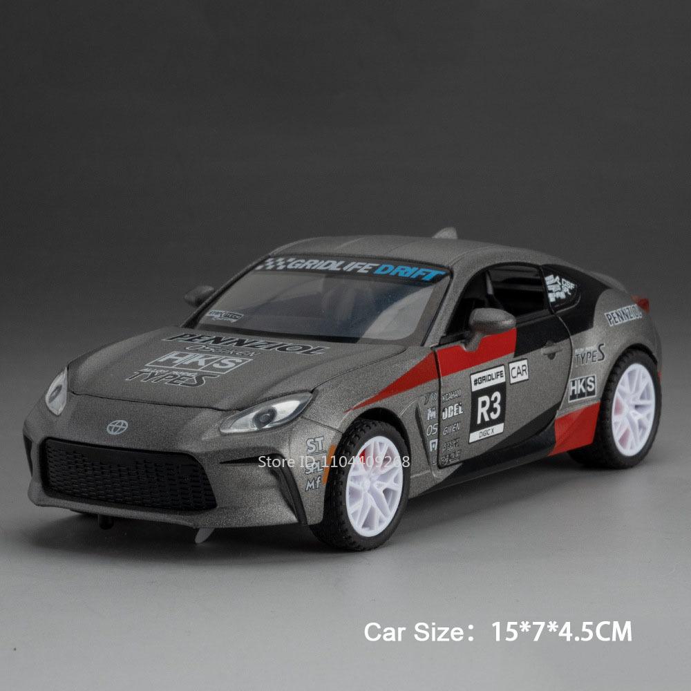 1:32 Scale GR86 AE86 Sports Car Model Toy Metal Diecast Doors Opened Pull Back Miniature Vehicles Models Kids Desktop Ornaments
