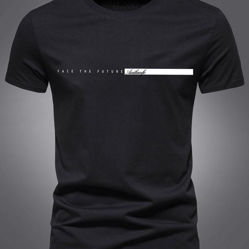 Летняя мужская футболка из 100% чистого хлопка, повседневная спортивная, свободного кроя, оверсайз, простая, с принтом в виде букв, с круглым вырезом и короткими рукавами, топ