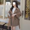 Khaki Women's Loose-Fit Trench Coat, New Korean Style for Spring & Autumn 2025, Small Size with Lantern Sleeves