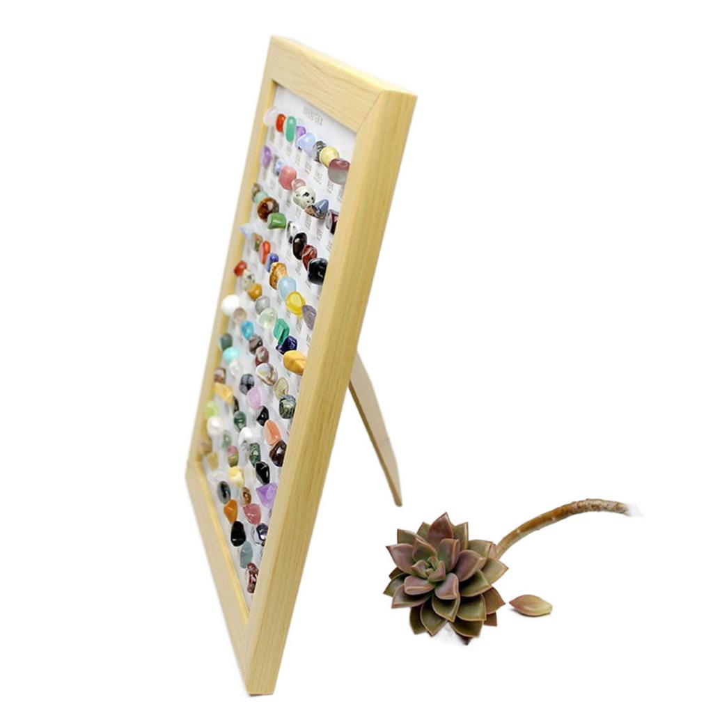 80 Natural Gemstones Collection Crystal Ore Exhibit Set Collectible Gems In Wooden Frame Educational Gift for Kids Gem Lovers