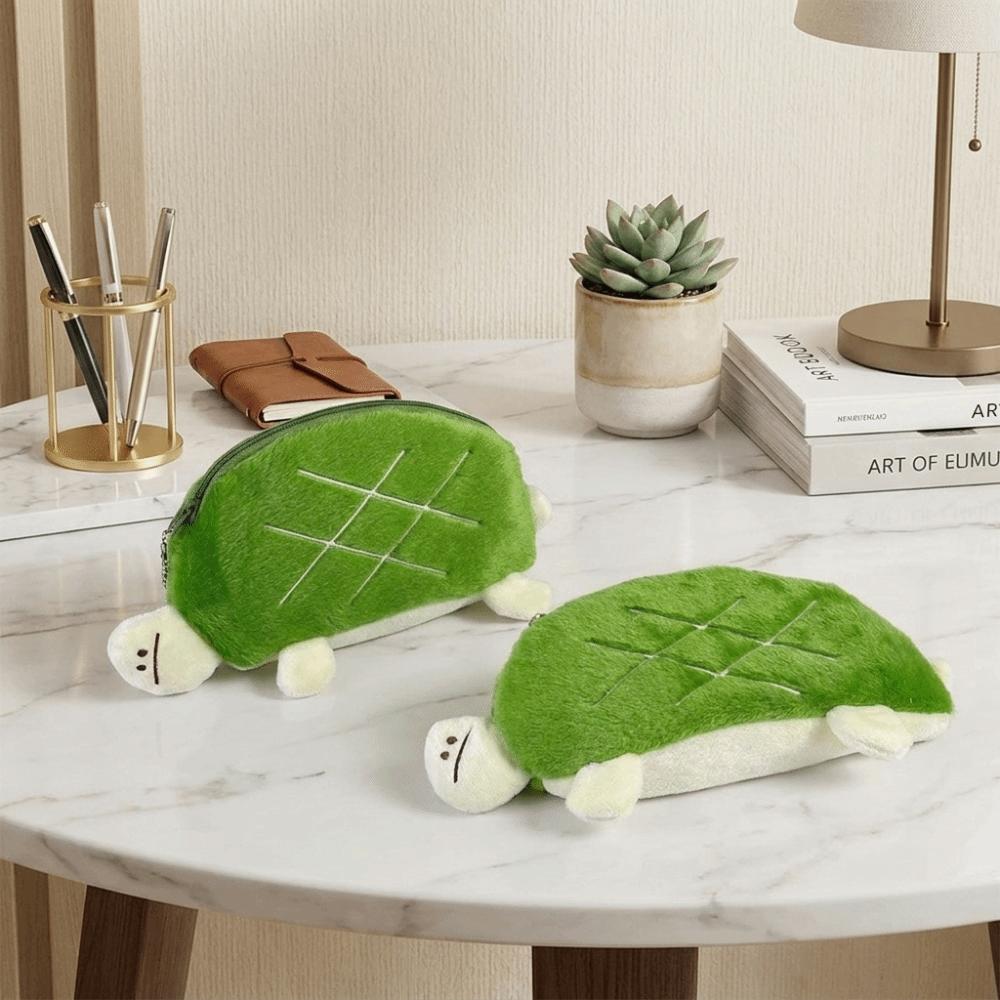 Cute Zipper Closure Turtle Pencil Pouch Cartoon Portable Lipstick Earphone Bag Soft Funny Pencil Bag Kids