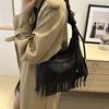 Vintage Tassel Shoulder Bag For Women Daily Used  Soft PU Leather Versatile Crossbody Bags Ladies Casual Handbag
