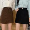 2023 Autumn/Winter Women's High Waist Corduroy A-Line Skirt - Slim Fit, Retro Korean Style, Anti-Exposure Design