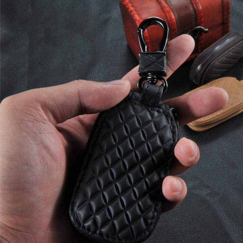 Cowhide Car Key Holder Motorcycle Mini Car Key Holder Access Card Key Storage Bag
