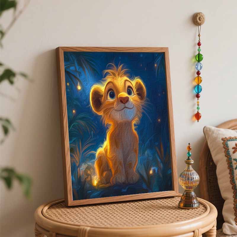 Disney Lion King Oil Painting Kit Home Bedroom Wall Decor Handmade Gift for Art Lovers DIY Craft Canvas Painting Supplies 123456789